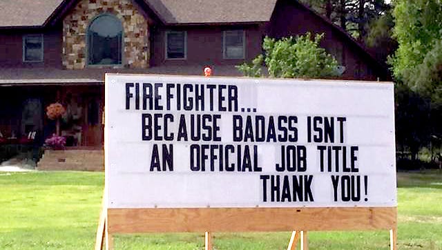 Residents and businesses put up signs of support for the hundreds of firefighters battling the 416 Fire 10 miles north of Durango, Colorado. This undated photo is part of a gallery posted on Facebook by the #416 Fire Team. It can be viewed at http://bit.ly/2JpxhQG.