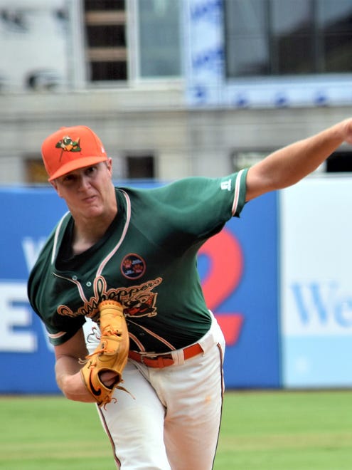 Trevor Rogers throws against the Ashville Tourists on Tuesday in Greensboro, N.C. Rogers threw six complete innings to register his first win as a professional player with a 6-2 victory.