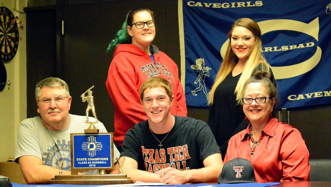 Carlsbad baseball's Trevor Rogers signs with NCAA Division I Texas Tech University on Monday.