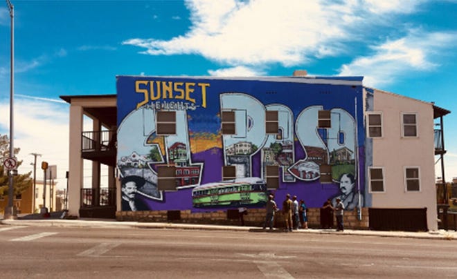 A Photoshop version of the finished mural is overlaid on the Pearl Apartments. It has since been completed after three years in the planning by local artist Alejandro Lomeli and was commissioned by Pearl Properties.
