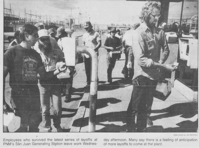 Employees check into work in 1988 at the San Juan Generating Station.