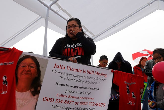 Michelle Frank talks about her mother, Julia Vicente, who disappeared on June 3, 2018 while walking to a friend's house in Shiprock. Frank shared her story on May 23, 2019 after the missing and murdered Indigenous women and girls awareness walk.