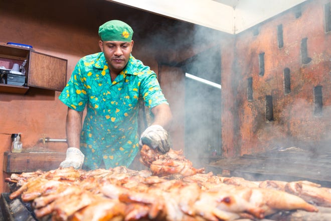 Jerk cooking is Jamaica’s signature cuisine of pork, chicken or fish cooked over a fire of smoky pimento wood.