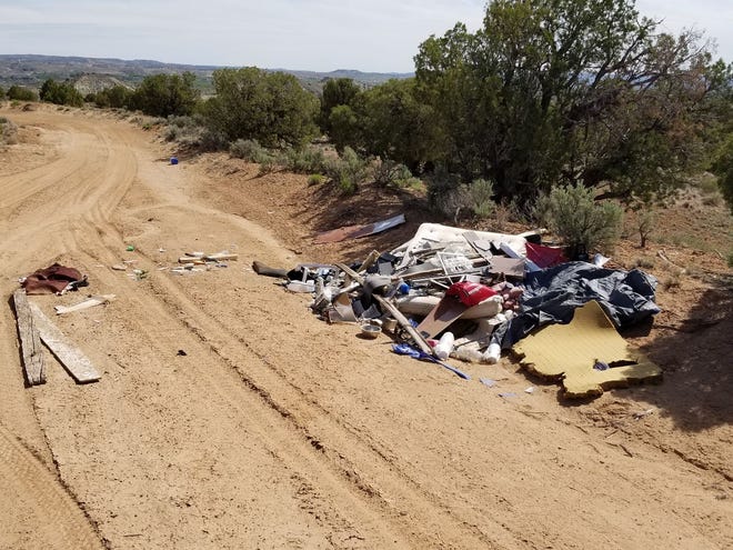 An undated photo shows an illegal trash dump site submitted through the Clean Up San Juan smartphone app. The app allows San Juan County Crews to respond more effectively to sites to clean them up.