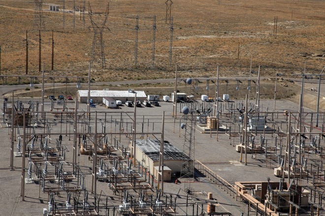 The switch yard at San Juan Generating Station is pictured, Wednesday, Sept. 25, 2019, in Waterflow. Electricity generated at the power plant is shipped to other places in New Mexico as well as Arizona and other southwest locations.