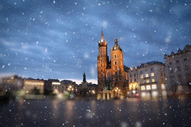 Krakow, Poland Best time to fly: January If you ’ re into medieval castles straight out of a Disney fairy tale, Krakow ’ s got you covered. The January low season is the best time to book. You can nab flights to this idyllic winter wonderland, which sometimes looks like a living snowglobe, starting at about $600.