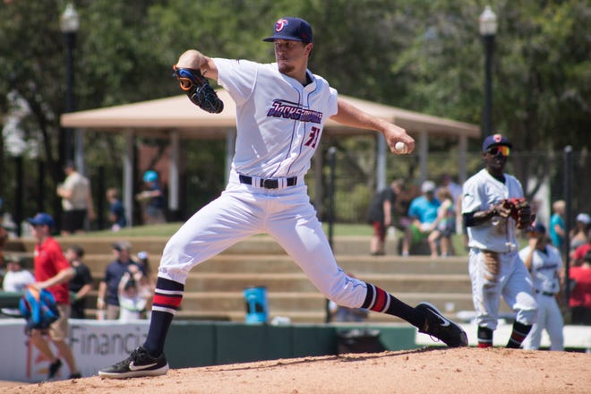 Trevor Rogers pitches against the Mississippi Braves on Aug. 11, 2019. Rogers started the season with the A-Advanced Hammerheads and was promoted to Double-A Jacksonville after being named to the FSL All-Star team midway through the season.
