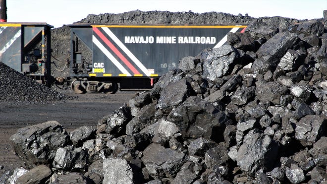 A pile of coal waits to be distributed at Navajo Mine in Fruitland on Feb. 6, 2020.