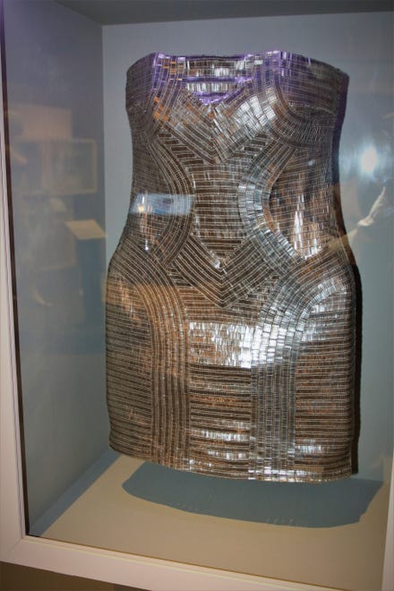 A sequined dress identical to one worn by Kim Kardashian on her 30th birthday is featured in the "Inside Out" exhibition opening this weekend at the Farmington Museum at Gateway Park.