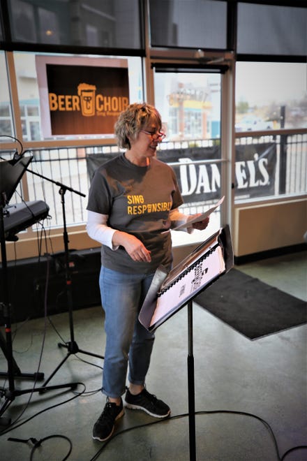 Co-founder Virginia Nickels-Hircock says the monthly Beer Choir gatherings at Traegers bar are about having fun, not about the quality of anyone's voice.