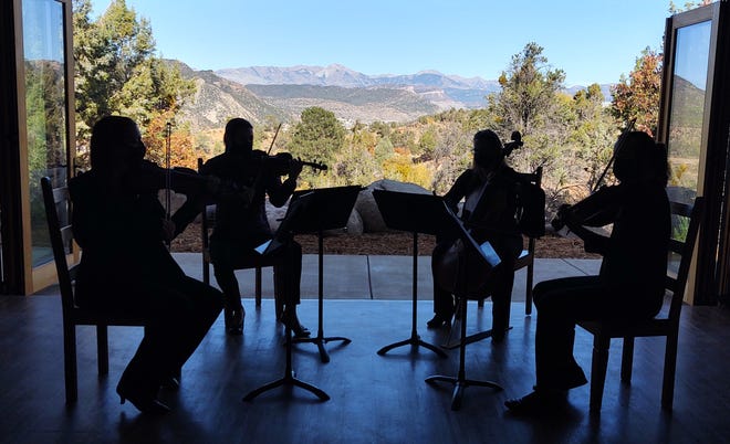 The San Juan Symphony's principal string quartet performs Eleanor Alberga's "Remember" at The Rim Studio in Durango, Colo.