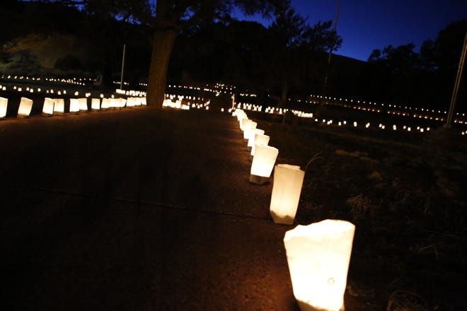 Luminarias are displayed in a tribute on March 17 at Veterans Memorial Park in Window Rock, Arizona to members of the Navajo Nation who died of COVID-19.
