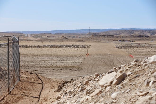 The path of the Navajo-Gallup Water Supply is visible from the top of a hill in Sheep Springs on April 15.