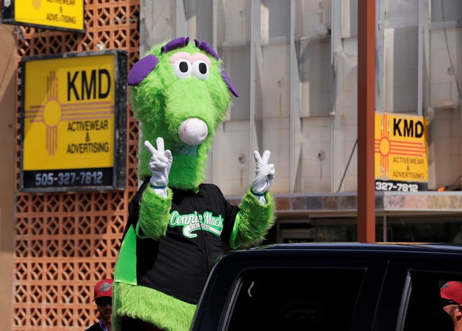 Connie Mack World Series mascot Mack participates in the 2021 series parade on July 22 in downtown Farmington.