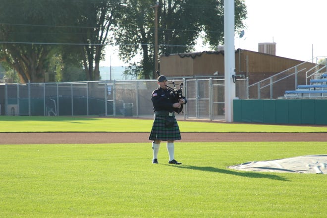 The playing of "Amazing Grace" on bagpipes is performed shortly before the annual 9/11 stair climb at Ricketts Park.