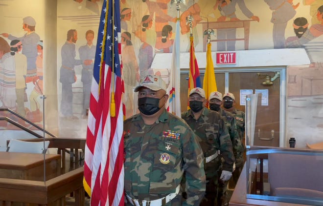 The Shiprock Chapter Veterans Organization was invited by the Navajo Nation Council to post the colors for the fall session. Because of COVID-19 restrictions, members were filmed on Oct. 14 and the video will show during the first day of the session.