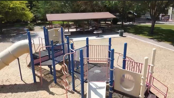A screen capture from a Farmington Municipal Schools video shows a drone view of Chula Vista Park. The school district is donating the park to the City of Farmington.