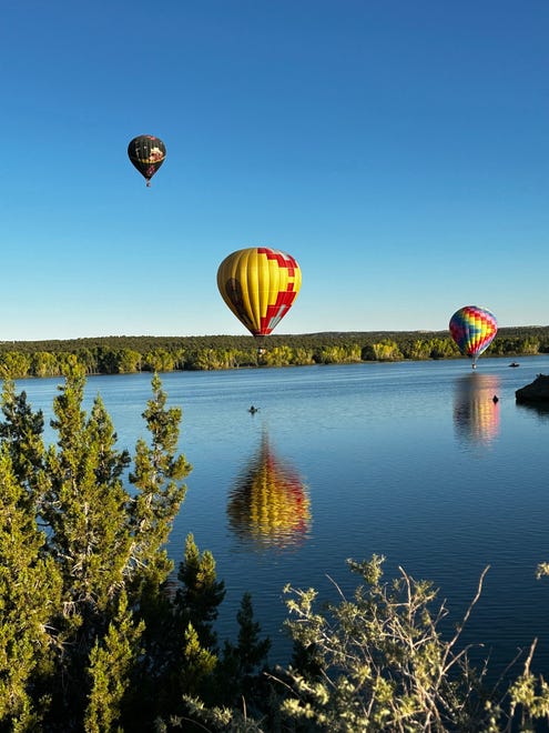 This colorful trio took off from Farmington Lake Sept. 24 as part of the Four Corners Balloon Fest.